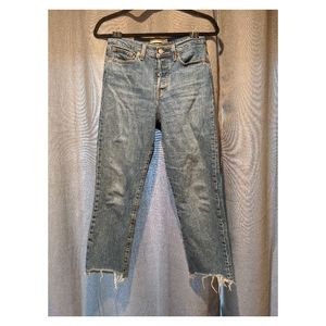 Levi's wedgie straight button waist distressed